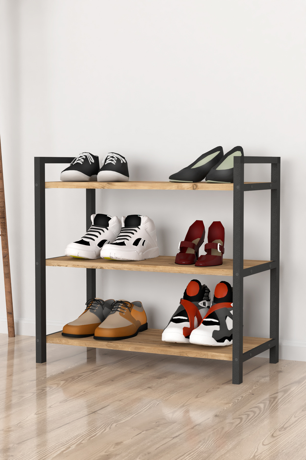 Стеллаж для обуви с 3 полками - сосна