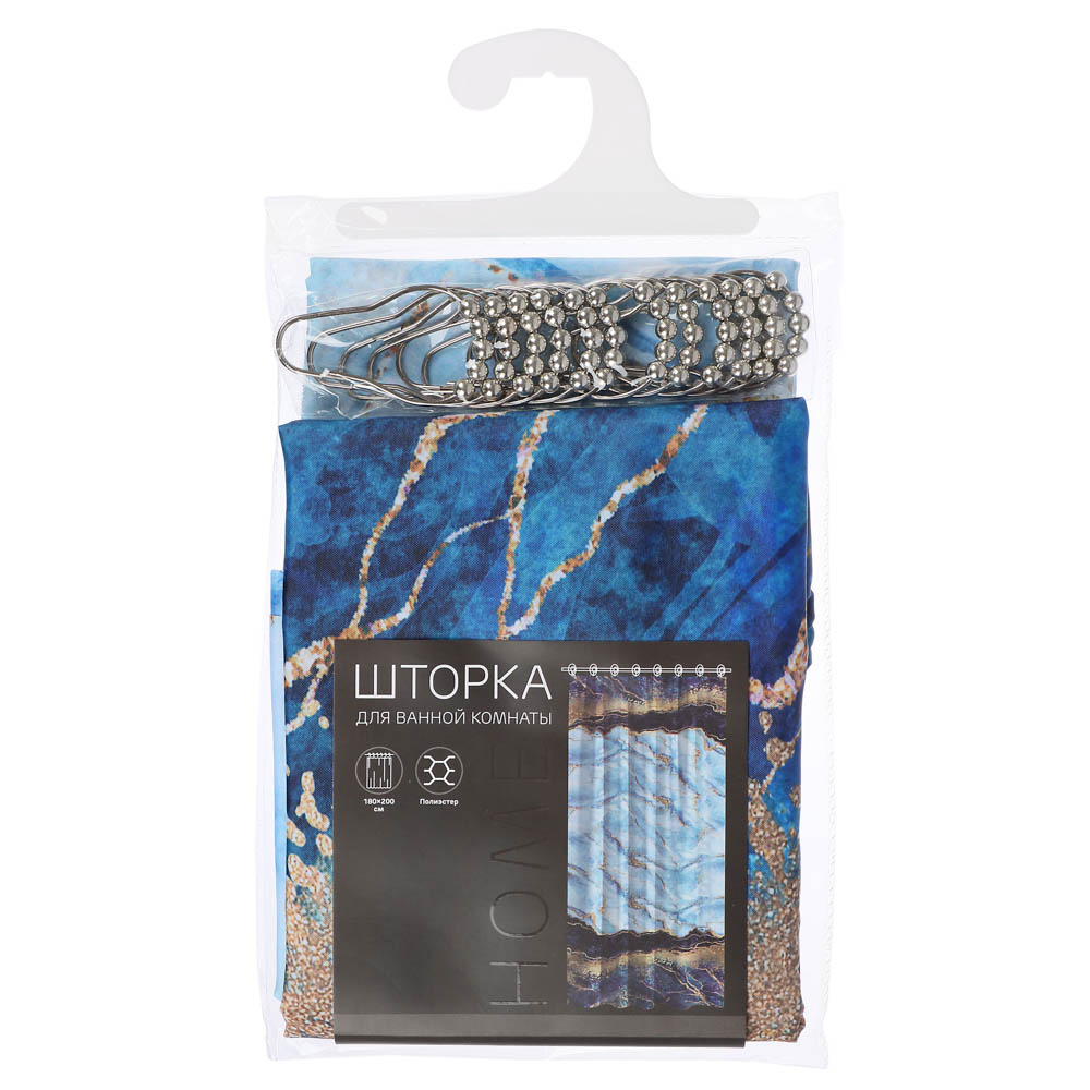 Штора для ванной 180*200см "Эквилиб" с кольцами