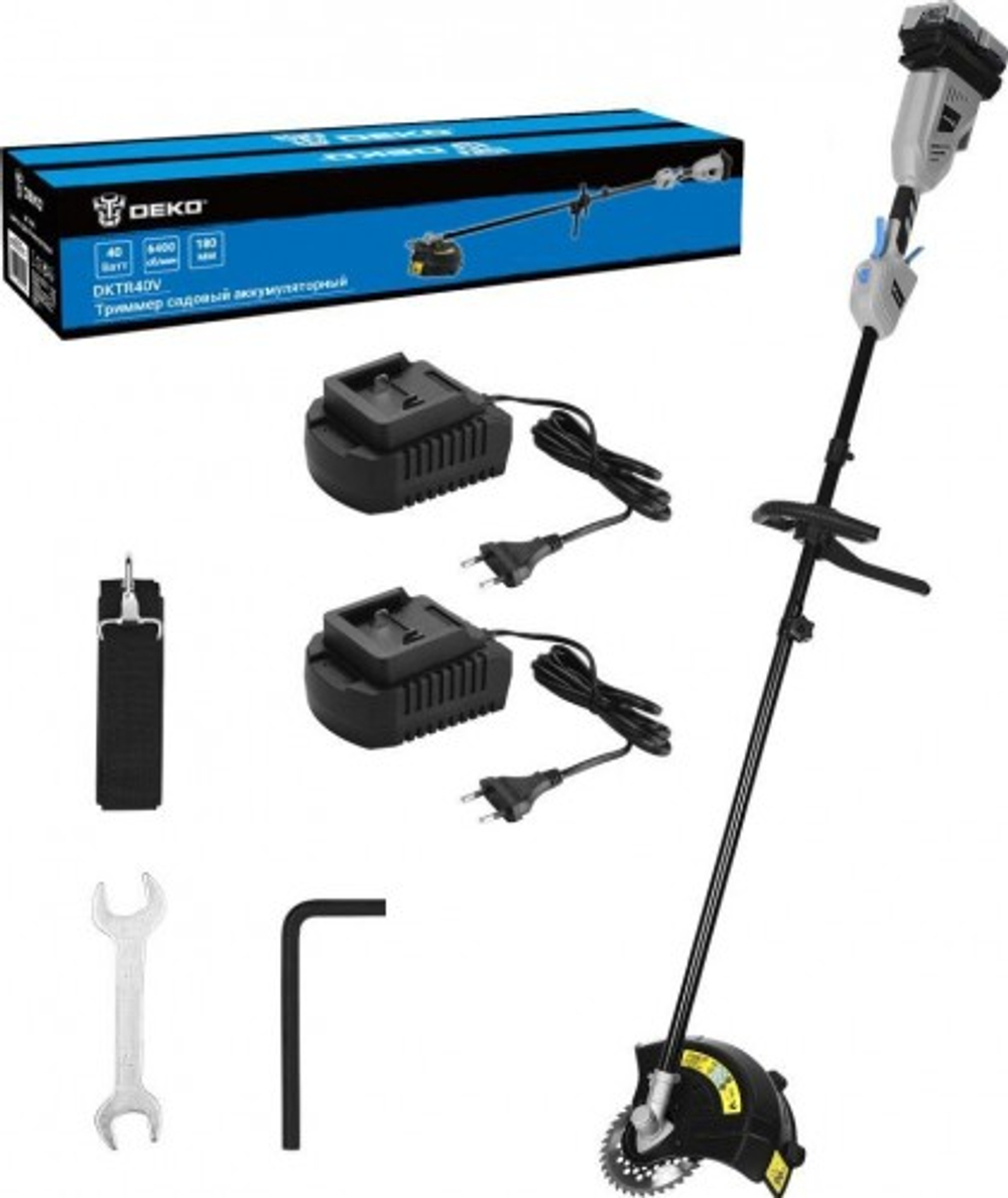 Триммер аккумуляторный DEKO DKTR40V pro, 2*4.0ач, 2*зу 065-1216