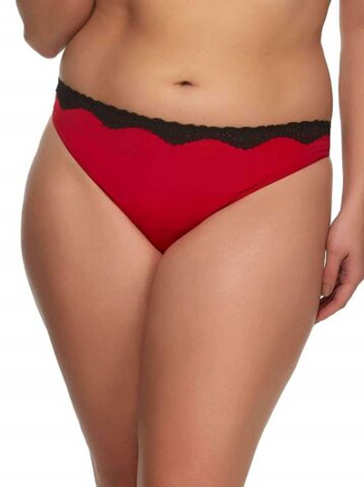 Трусы-стринги с контрастным кружевным поясом (Размер: L) (Цвет: красный)