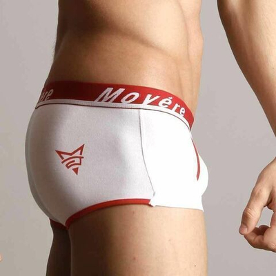 Белые трусы-хипсы с красной резинкой и надписью Movere (Размер: M) (Цвет: белый с красным)