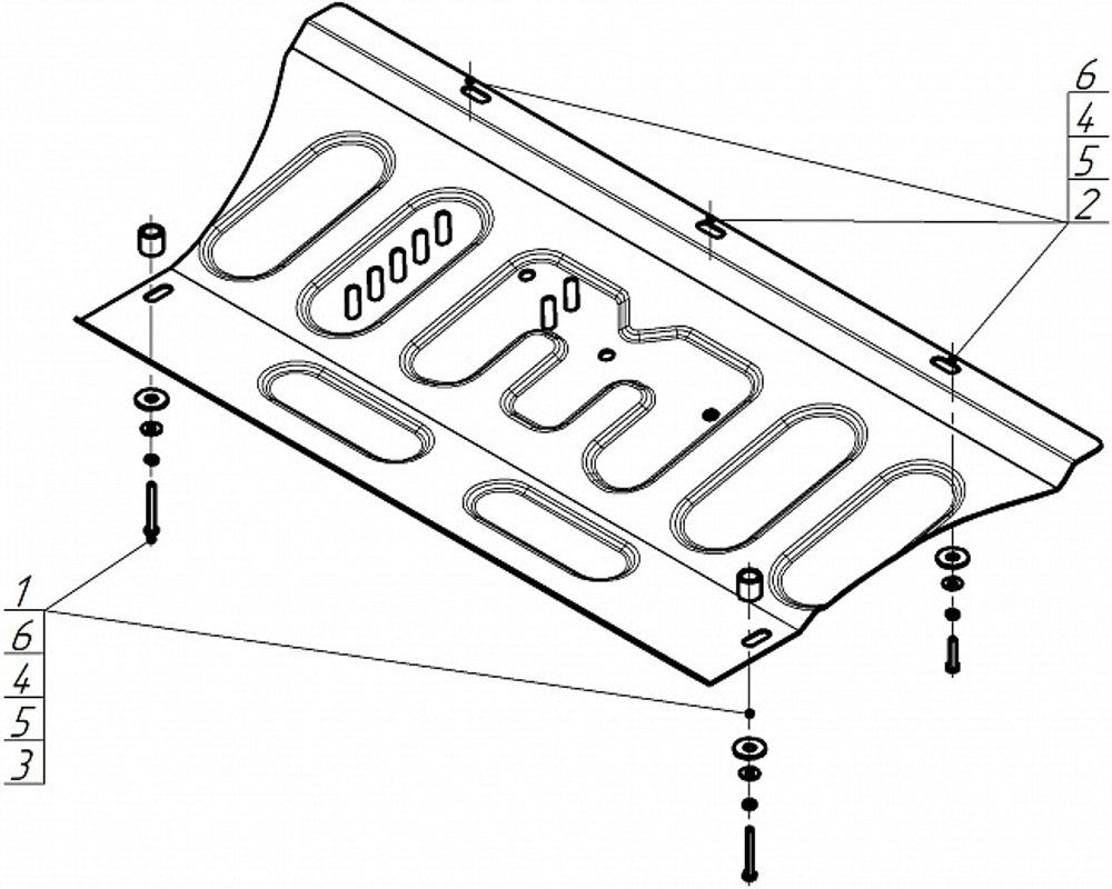 Защита картера двигателя, КПП. 2 мм, Сталь для Renault Scénic II 2006-2009, Motodor.71710