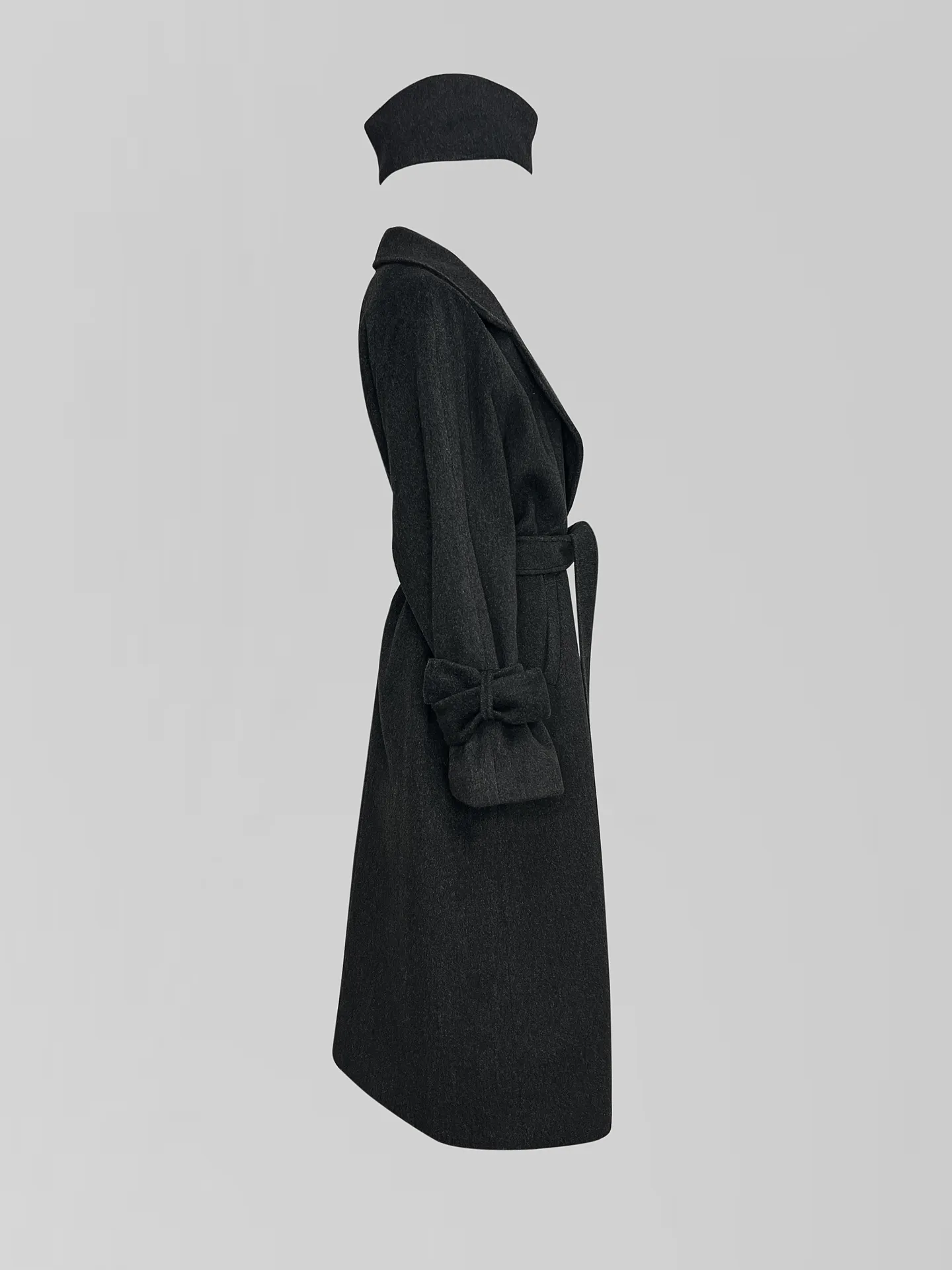 Пальто Agdali Brand длинное однотонное на две пуговицы с завязками на рукавах