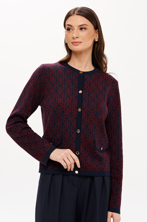 1952 Кардиган женский (темно-синий / бордовый)