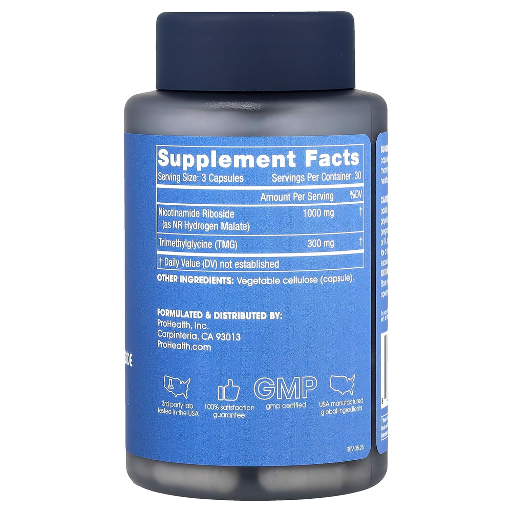 ProHealth Longevity, никотинамид рибозид Pro 1000, 90 капсул