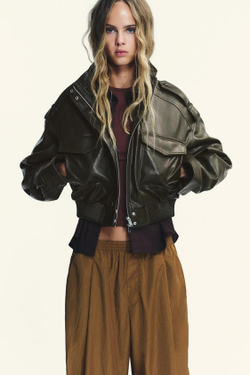 ZARA БРЮКИ-ШАРОВАРЫ ИЗ НЕЙЛОНА С ЭЛАСТИЧНЫМИ МАНЖЕТАМИ, ГОРЧИЧНЫЙ