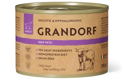 Grandorf Монопротеиновые консервы из говядины для собак всех пород