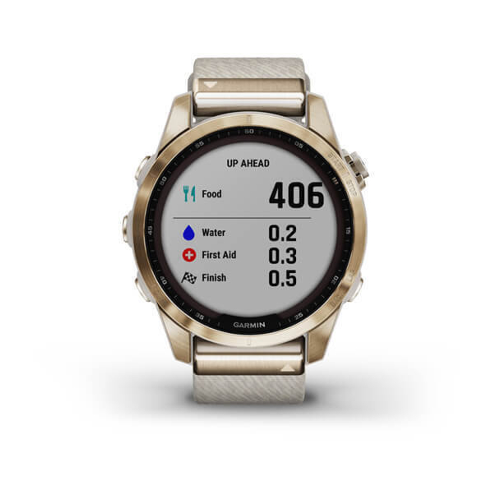 Умные часы Garmin Fenix 7S Sapphire Solar титановый кремовый с нейлоновым ремешком