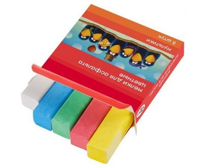 20 шт. Мелки для асфальта Гамма "Мультики", цветные, 5шт., 5цв., квадратные, картонная упаковка, европодвес