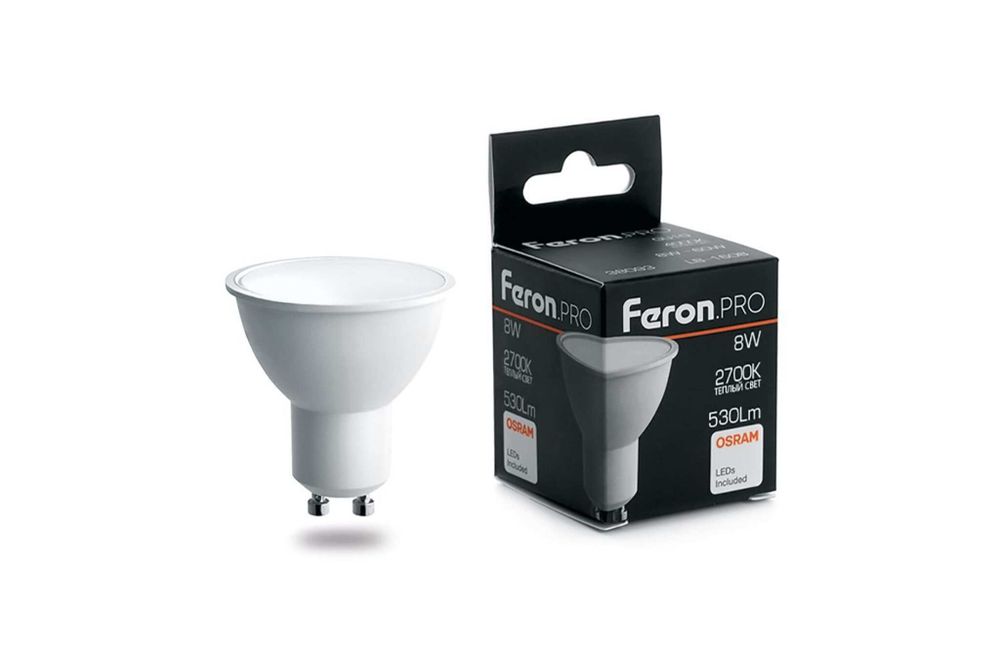 Светодиодная лампа FERON PRO LB-1608 GU10 8W 2700K OSRAM LED 38092