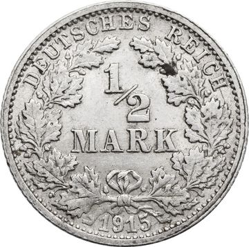 1/2 марки 1915 Германская империя "F"