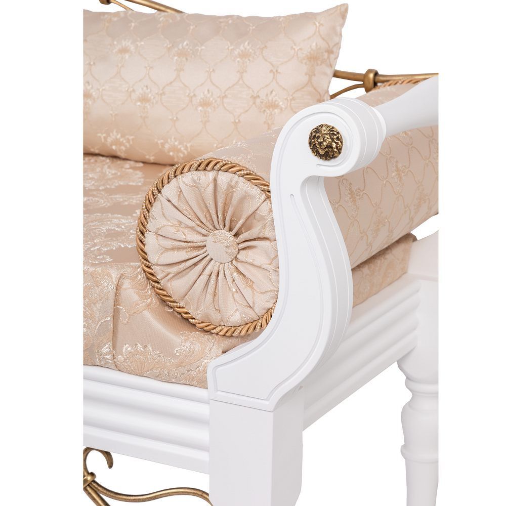 Банкетка Флоренция Премиум Белый Каледония Даймонд Айвори Амбер