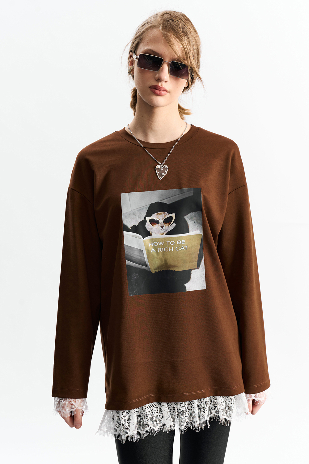 Лонглисв женский 1280 корица / принт