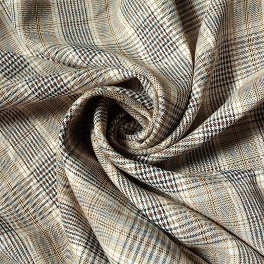 Костюмная принт клетка, беж/коричневый/черный