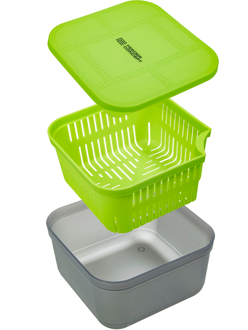 Коробка рыболовная для прикормки и насадки с вентилируемой крышкой и лотком FC FEEDER BAIT BOX 170×170×95