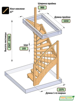 Лестница на второй этаж ЛС-04м Левая