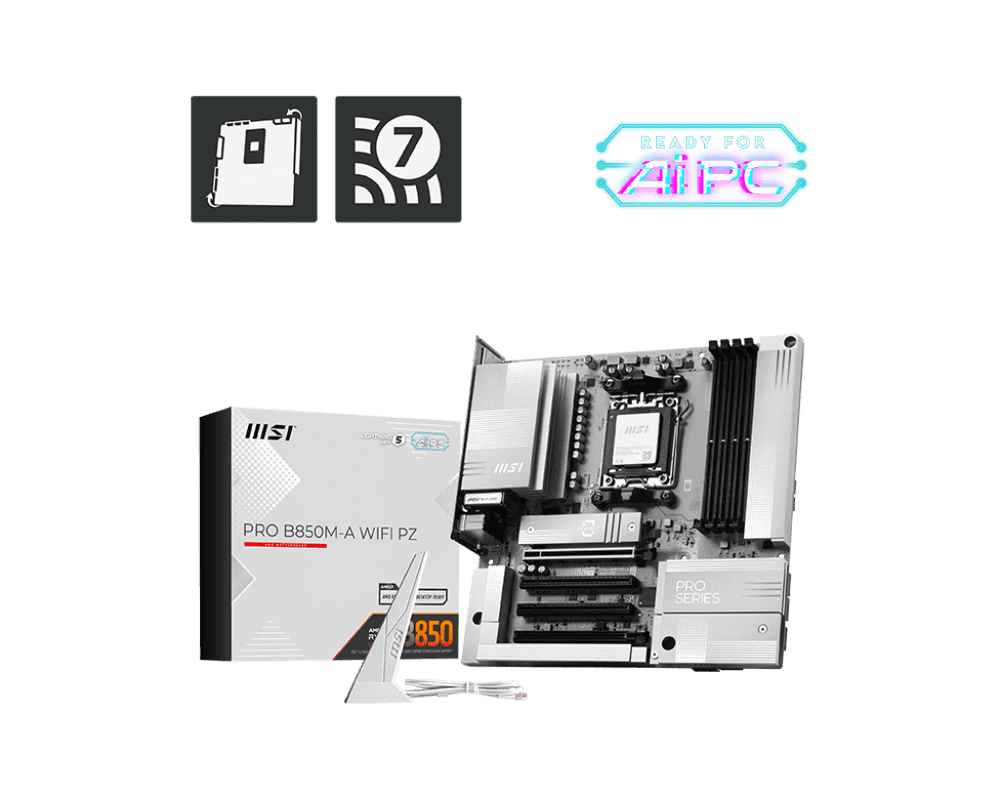 Материнская плата MSI PRO B850M-A WIFI PZ AM5 4xDDR5 4xSATA3 RAID 2xM.2 HDMI DP 2xType-C mATX