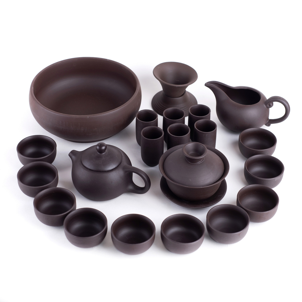 278225 Сервиз для цер. ИСИН "Чёрная глина" чк+сл+гайв+сито+6 пар+4 пиалы+чаша,В ПОДАР. КОР, керамика