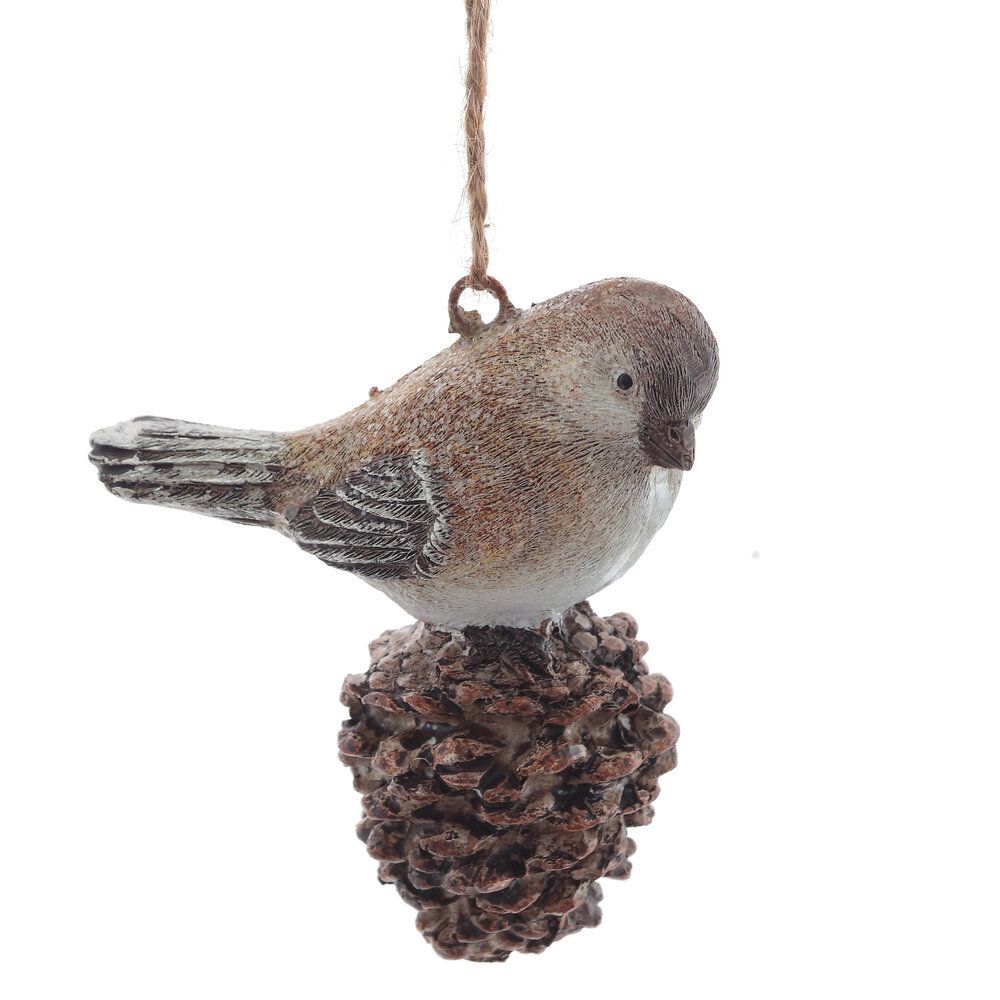 GAEM Украшение новогоднее "Птичка на шишке", L8 W6 H7,5 см, 2в.