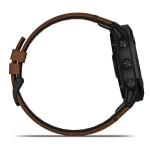 Мультиспортивные часы Garmin Fenix 6X Sapphire черный DLC с каштановым кожаным ремешком 010-02157-14