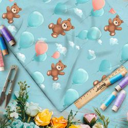 Ткань премиум интерлок летящие медведи