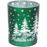 Подсвечник «Снежный лес» 10*12,5 см, Изумруд