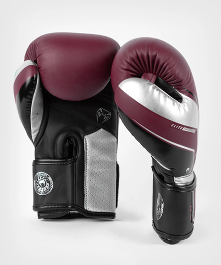 Перчатки боксерские Venum Elite Evo Burgundy/Silver