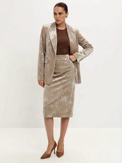 Юбка Сандра из экокожи в оттенке миндаля