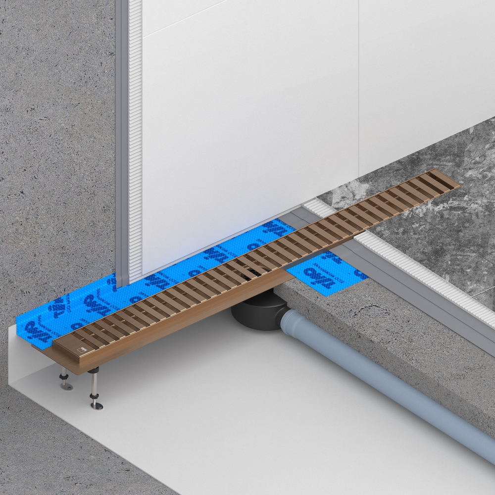 Душевой лоток Drain System 600 DS230106/19 Розовое золото, с вставкой «Lines»