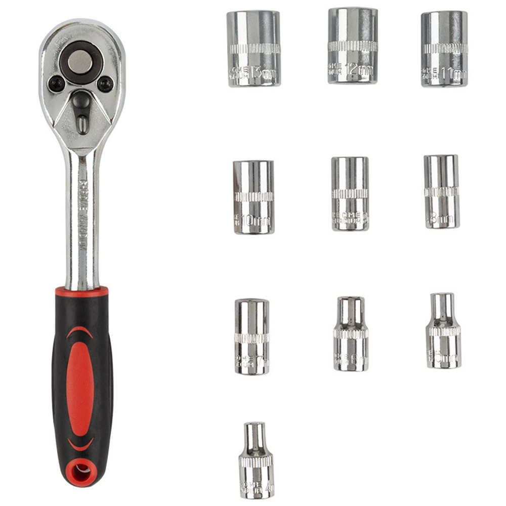 Ключ-трещотка 1/4 + торцевые головки Park