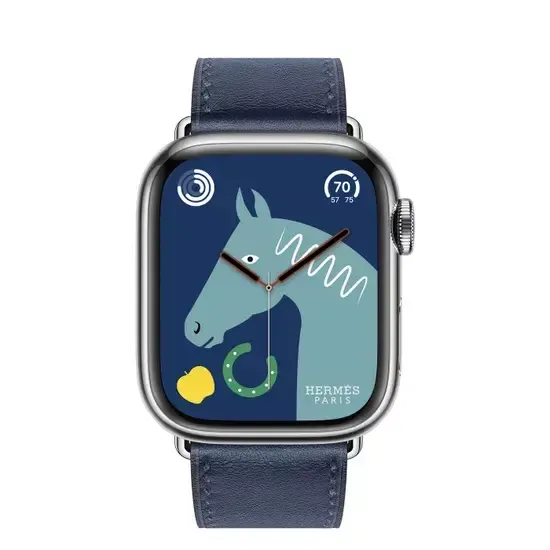 Apple Watch Hermès 41mm Silver Stainless Steel Case with Single Tour Navy