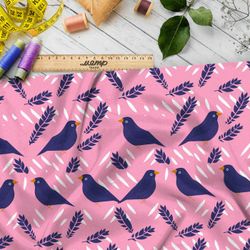 Ткань премиум габардин птицы с колосьями