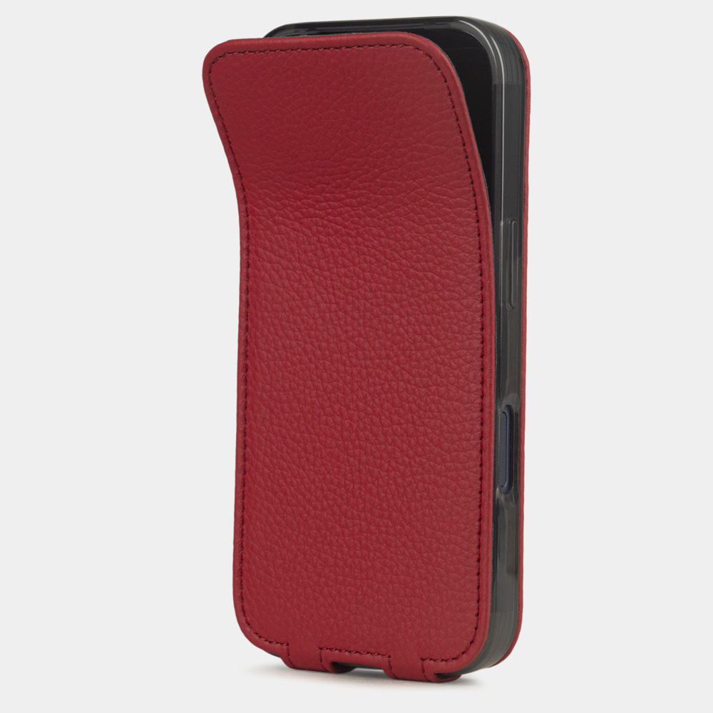 Кожаный чехол для iPhone 17 Pro, теленок красного цвета