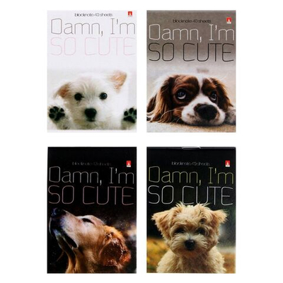 Блокнот А7, 40 листов на скрепке Щеночки , МИКС