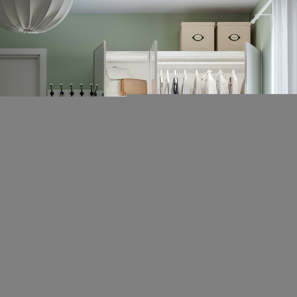 Распашной шкаф  PAX AHEIM с 3 зеркальными дверями и 3 полками (белый)  170*60*260