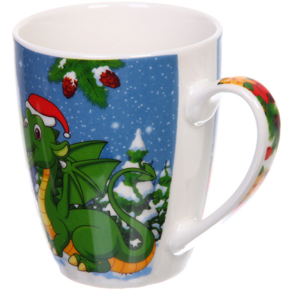 Кружка керамическая 370мл «Дракоша» с ложкой в подарочной коробке