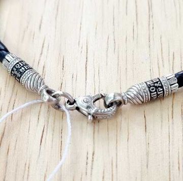 15001 Кожаный браслет с серебрянными замками