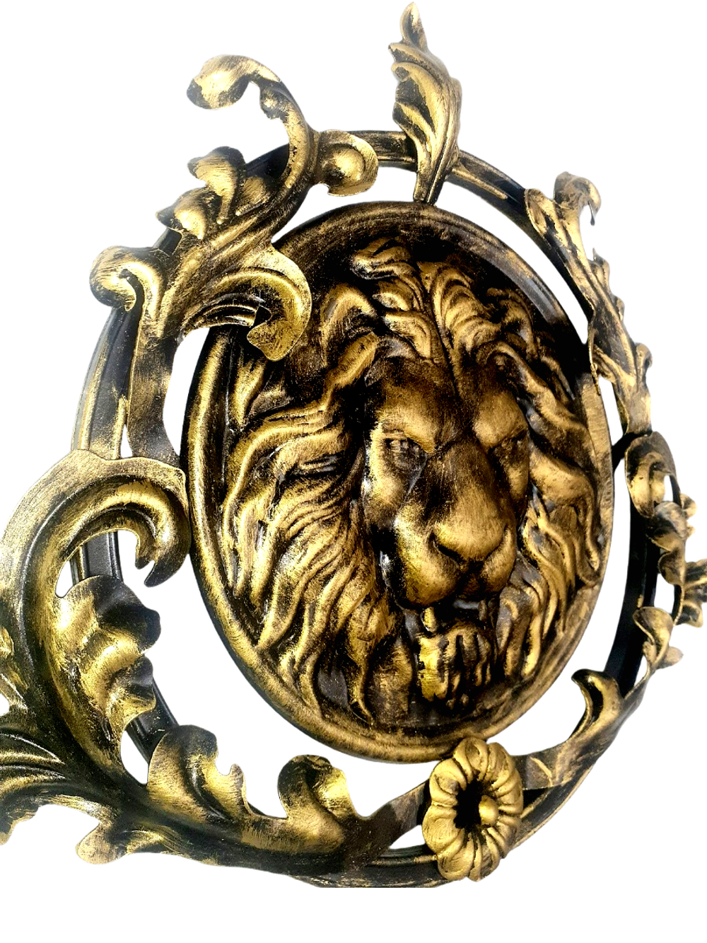 Кованый элемент «Лев» в патине «золотая бронза» 56х46 см.