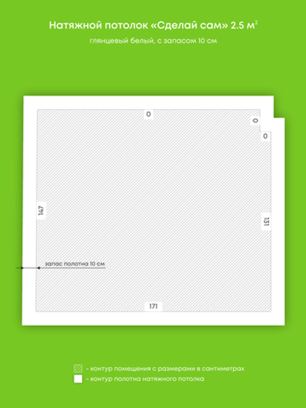 Глянцевый натяжной потолок 2.5 м2