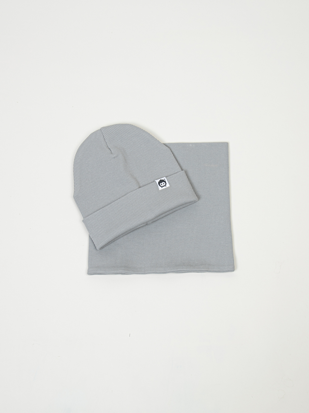 Комплект трикотажный шапка и снуд "Серый"