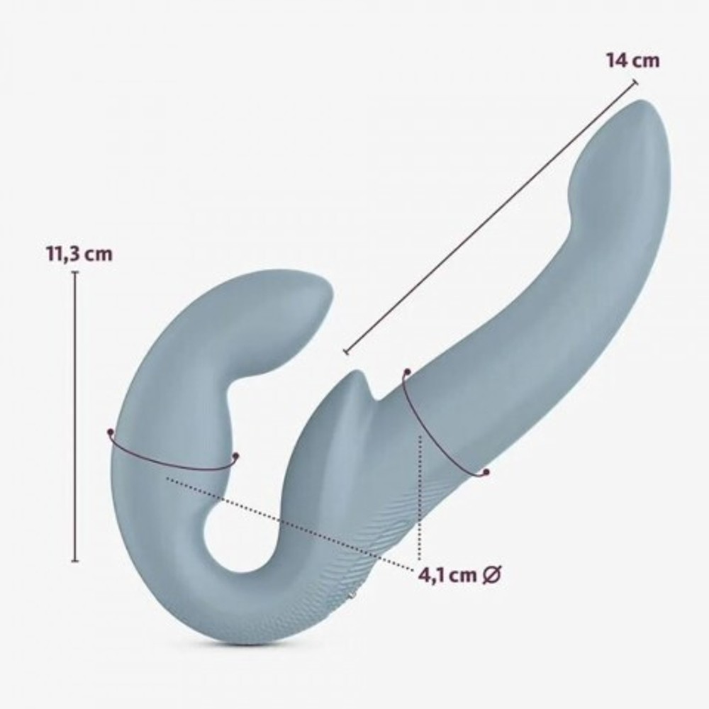 Безремневой страпон с вибрацией Share Vibe Pro от Fun Factory (серый)