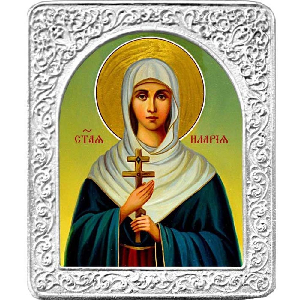 Святая Илария. Маленькая икона в серебряной раме.