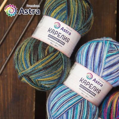 Пряжа Astra Premium (Астра Премиум) Карелия носочная (Karelia sock) / уп.2 мот. по 100 г, 400 м, 1006
