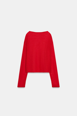 ZARA АЖУРНЫЙ СВИТЕР, КРАСНЫЙ