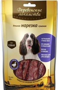 Лакомства для собак Деревенские лакомства 90г Утиная нарезка сушеная
