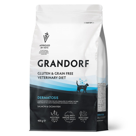 Полнорационный диетический корм для кошек с заболеваниями кожи (GRANDORF VETERINARY DIET Cat DERMATOSIS) 400 г