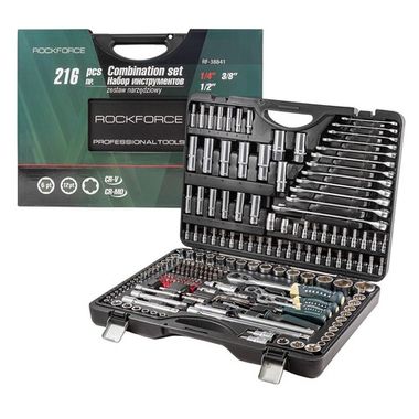 Набор инструментов 216пр.PROFI 1/4''3/8''1/2''(6гр.)(4-32мм) RockForce##Rock FORCE RF-38841 (Premium)