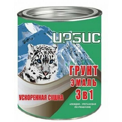 Грунт-эмаль по ржавчине 3в1 ускоренная сушка зеленая 1,9кг Ирбис