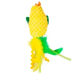 Игрушка Mr.Kranch для кошек Кукурузка и Мышка плюшевая с кошачьей мятой и перышками 19 см желтая