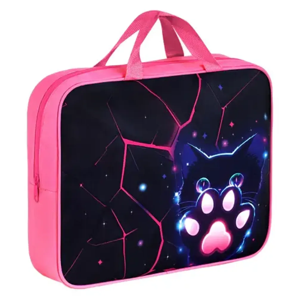 Папка с ручками А4, Brauberg, широкая, Pink lava, ткань, молния